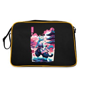 Chat samouraï Vaporwave Esthétique Japon Art - Sac Retro - noir/or - Dos