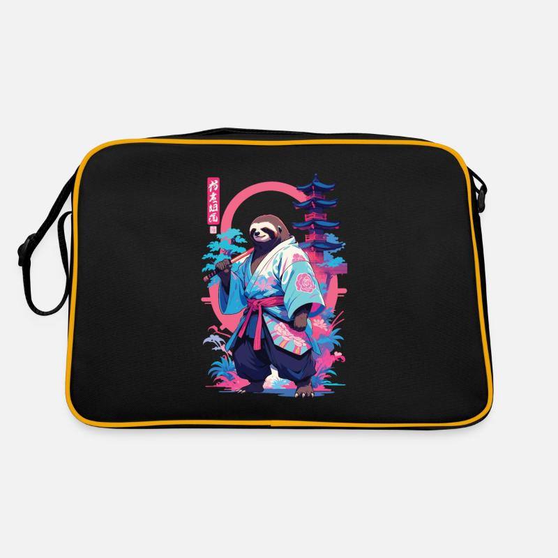 Samurai Sloth Aesthetic Vaporwave Style Retro Bag