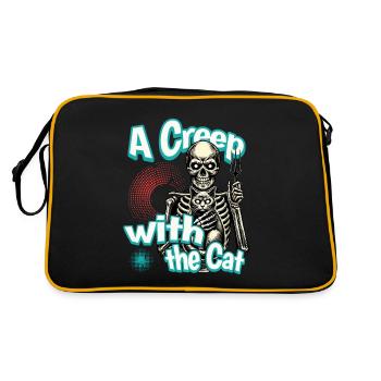Squelette d’Halloween avec chat - Un creep avec le chat - Sac Retro - noir/or - Dos