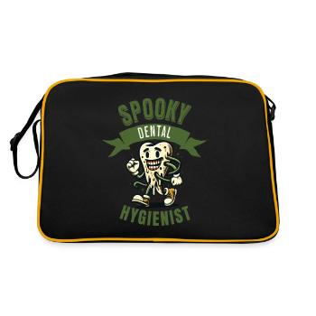Schlechte Zähne Gruselige Zahnpflege Design - Retro Tasche - Schwarz/Gold - Hinten