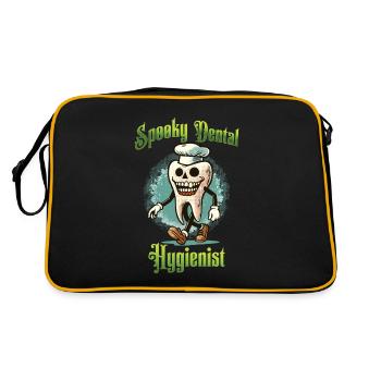 Gruselige Zahnpflege Schlechte Zähne Spaß - Retro Tasche - Schwarz/Gold - Hinten