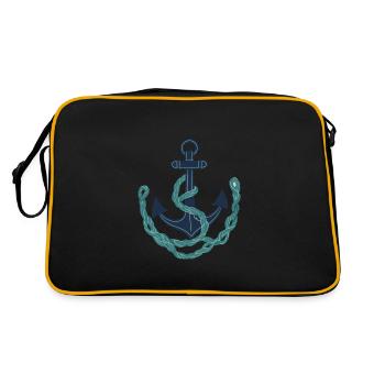 Vintage Anchor Design Hobby Fisherman Seafarer - Retro Bag - black/gold - Back