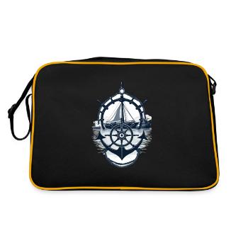 Kapitän Steuerrad Anker Segelboot Abenteuer - Retro Tasche - Schwarz/Gold - Hinten
