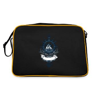 Kapitän Steuerrad Anker Segelboot Abenteuer - Retro Tasche - Schwarz/Gold - Hinten