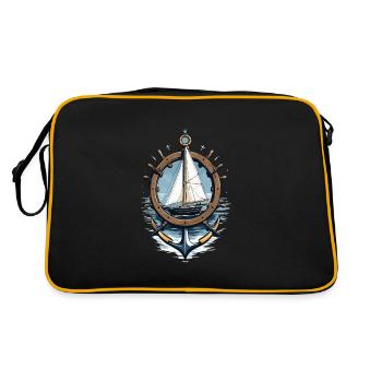 Captain Steering Wheel Anchor Sailboat Adventure - Retro Bag - black/gold - Back