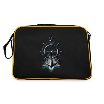 Captain Steering Wheel Anchor Sailboat Adventure - Retro Bag - black/gold - Back