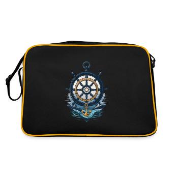 Captain Steering Wheel and Anchor Adventure - Retro Bag - black/gold - Back