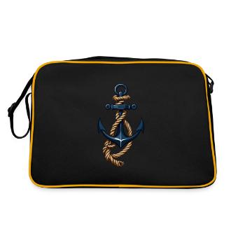 Aesthetic Anchor Design Hobby Fisherman Seafarer - Retro Bag - black/gold - Back