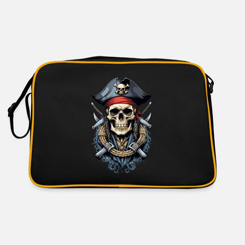 Costume de Pirate Drapeau Drapeau Jolly Roger - Sac Retro - noir/or
