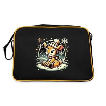 Winter Reindeer Christmas Motif - Retro Bag - black/gold - Back