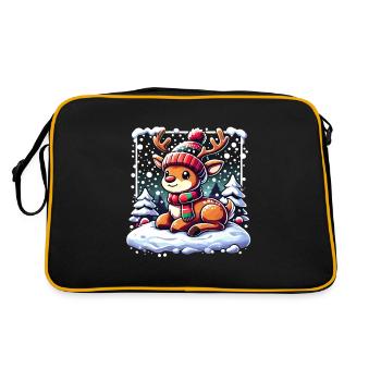 Cute Reindeer Christmas Winter Snow - Retro Bag - black/gold - Back
