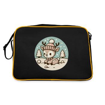 Christmas Reindeer Illustration Winter - Retro Bag - black/gold - Back