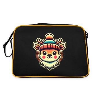 Bezauberndes Vintage Design Mit Rentier Und Schnee - Retro Tasche - Schwarz/Gold - Hinten