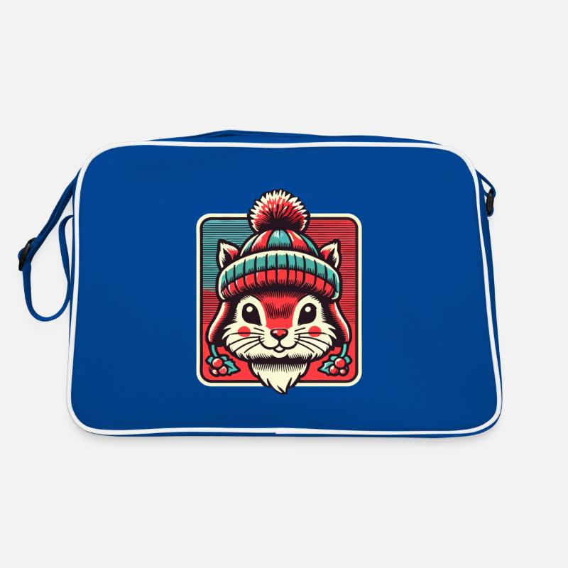 Écureuil mignon avec chapeau pour Noël Sac Retro