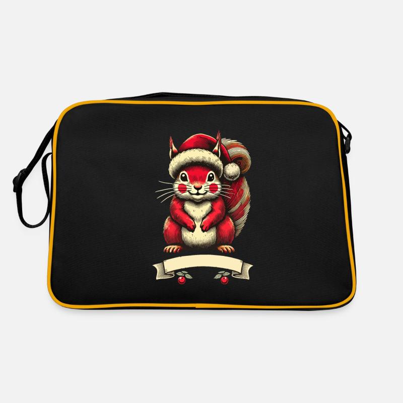 Christmas squirrel with Christmas hat Retro Bag