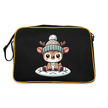 Charmant design vintage avec des rennes et de la neige - Sac Retro - noir/or - Dos