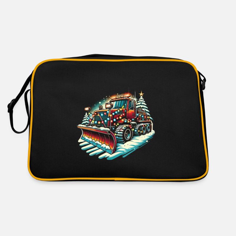 Winter Christmas Snow Removal Machine Vehicle Retro Bag