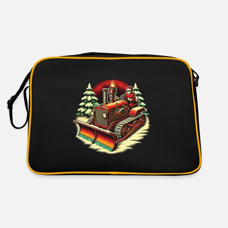 Winter Christmas Snow Removal Machine Vehicle Retro Bag