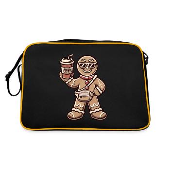 Funny Gingerbread Snob Christmas Fun - Retro Bag - black/gold - Back
