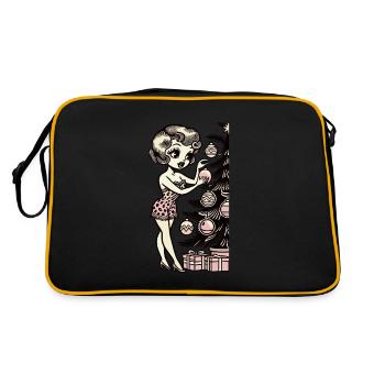 Weihnachtliches Pin-Up Motiv Retro Vintage - Retro Tasche - Schwarz/Gold - Hinten