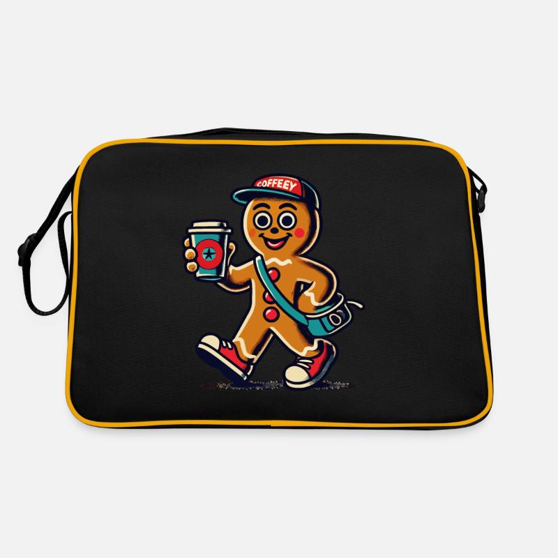 Lustiger Lebkuchen Snob Mit Kaffee - Retro Tasche - Schwarz/Gold