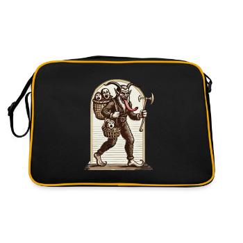 Krampus effrayant avec des enfants coquins - Sac Retro - noir/or - Dos