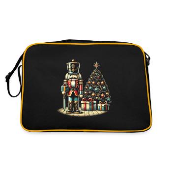 Nussknacker Und Weihnachtsbaum Kunst - Retro Tasche - Schwarz/Gold - Hinten
