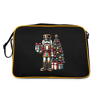 Nussknacker Mit Weihnachtsbaum Und Geschenken - Retro Tasche - Schwarz/Gold - Hinten