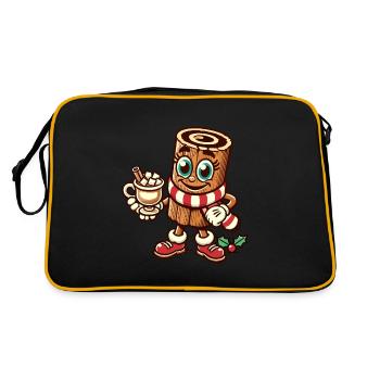Heiße Schokolade Mit Zimt Weihnachten Cartoon - Retro Tasche - Schwarz/Gold - Hinten