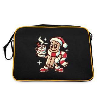 Zimt Und Heiße Schokolade Weihnachtlicher Spaß - Retro Tasche - Schwarz/Gold - Hinten