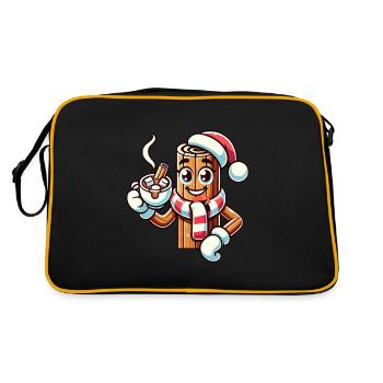 Heiße Schokolade Mit Zimt Cartoon Weihnachten - Retro Tasche - Schwarz/Gold - Hinten