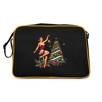 Weihnachtliches Pin-Up Retro Vintage Stil - Retro Tasche - Schwarz/Gold - Hinten