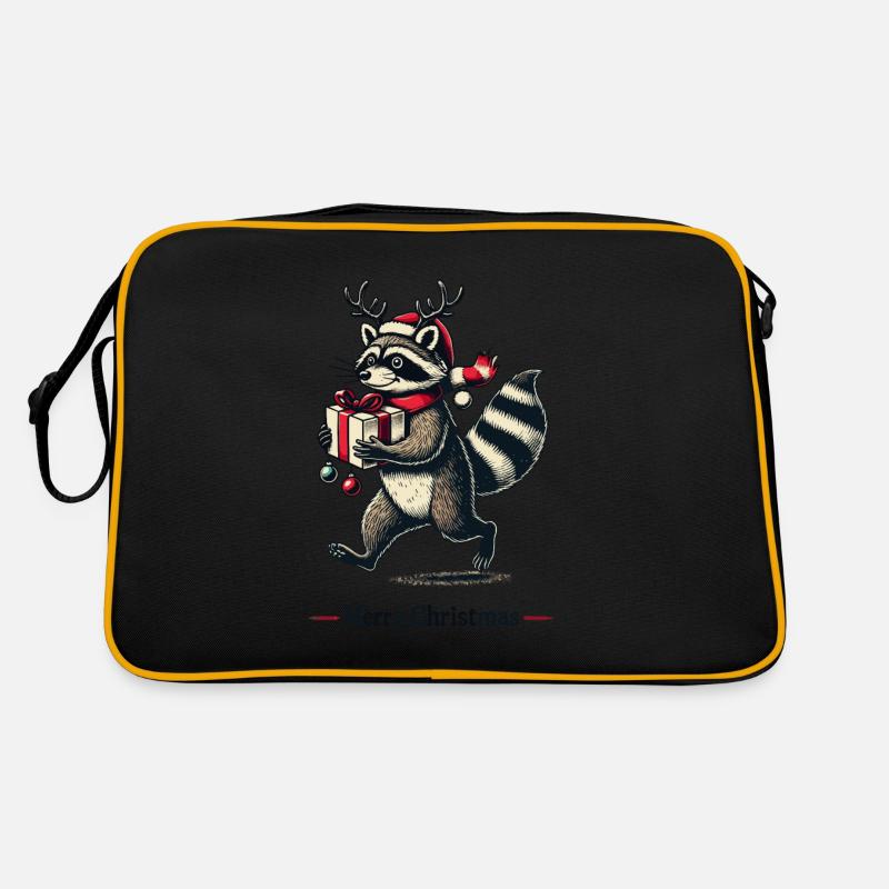 Fröhliche Weihnachten Waschbär Illustration Retro Tasche