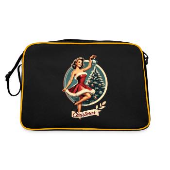 Weihnachtliches Retro Pin-Up Motiv - Retro Tasche - Schwarz/Gold - Hinten