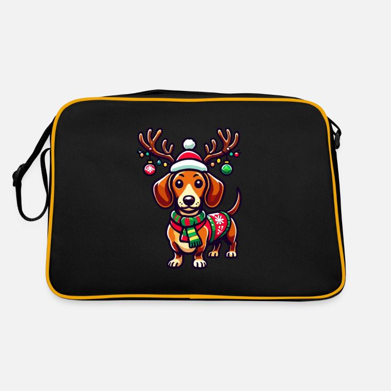 Teckel joyeux avec des bois de renne Sac Retro