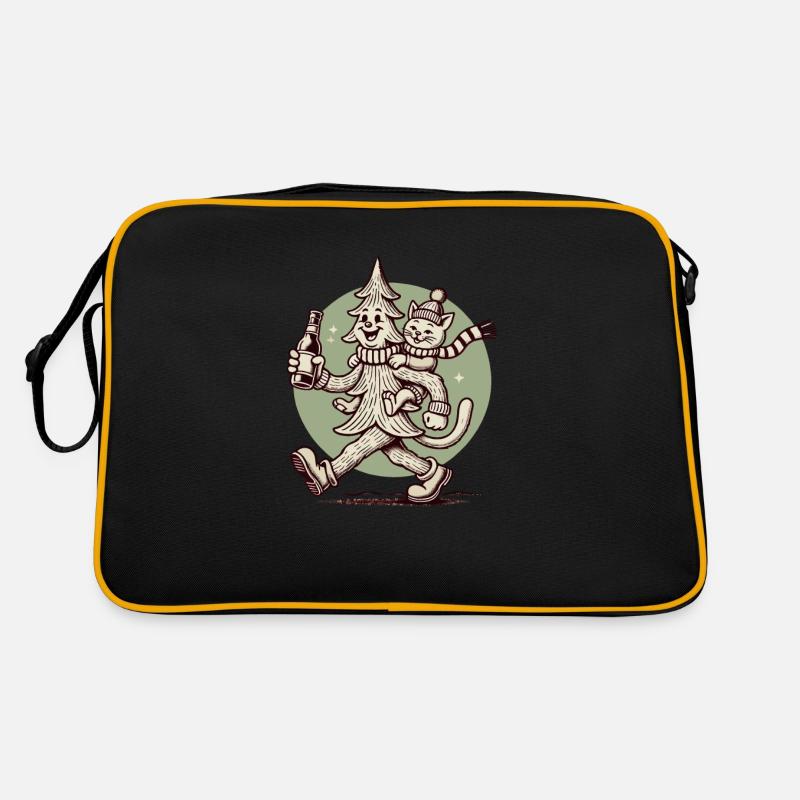 Arbre de Noël drôle avec chat style rétro Sac Retro
