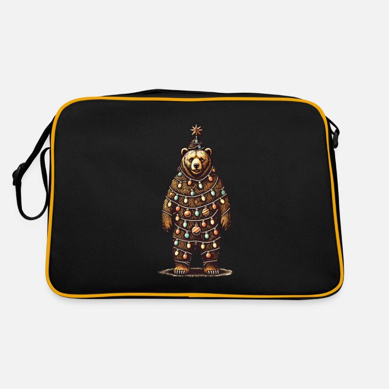 Weihnachtlicher Bär Mit Lichterkette Retro Tasche