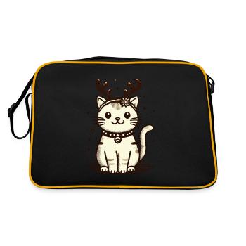 Chat de Noël avec des bois de renne - Sac Retro - noir/or - Dos