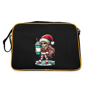 Nain de Noël au café - Sac Retro - noir/or - Dos