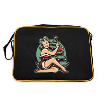 Weihnachten Im Retro Vintage Pin Up Stil - Retro Tasche - Schwarz/Gold - Hinten