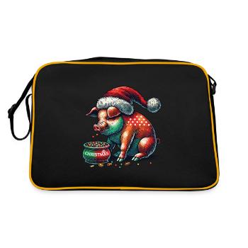 Gourmandise de Noël avec cochon de Noël - Sac Retro - noir/or - Dos