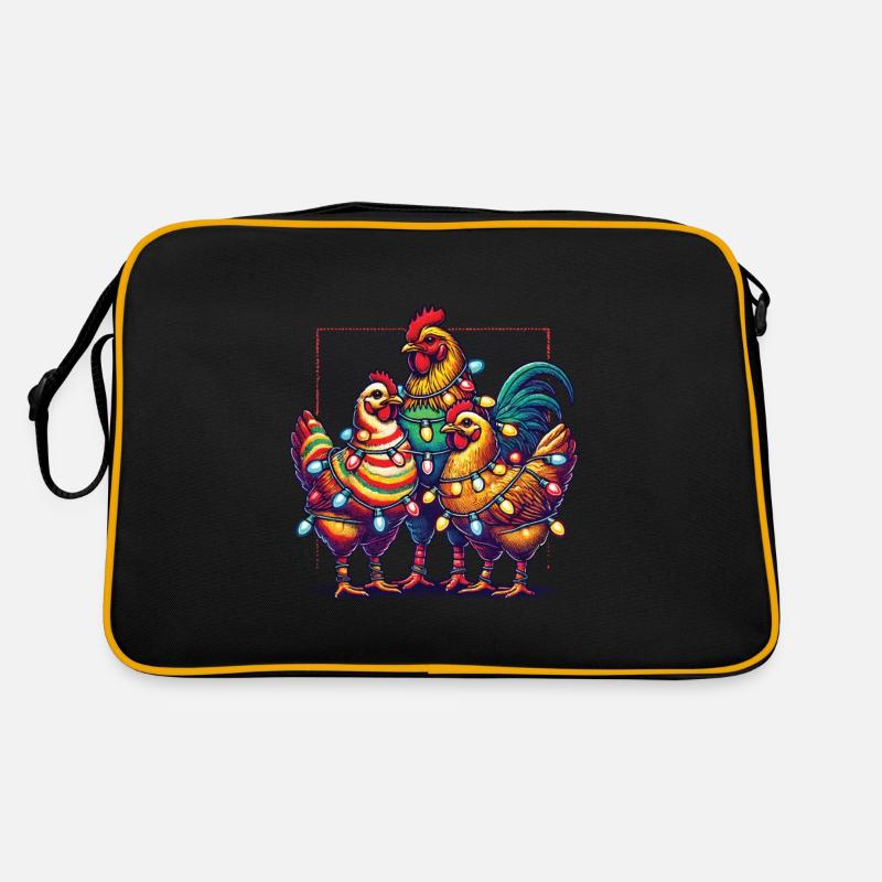 Christmas Funny Chickens With Lights Retro Bag
