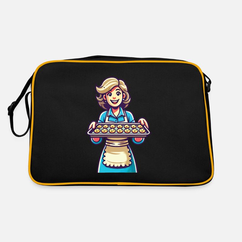 Boulanger joyeux avec des biscuits frais Sac Retro