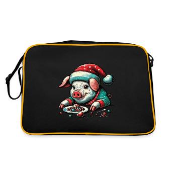 Greedy Christmas Pig - Retro Bag - black/gold - Back