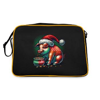 Christmas greedy pig with cap - Retro Bag - black/gold - Back