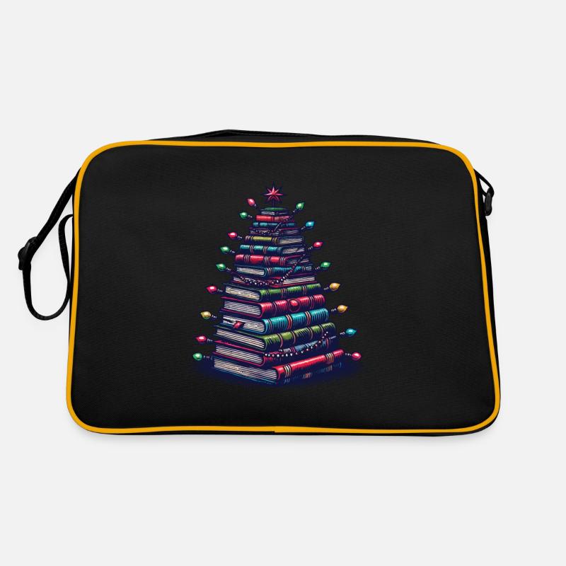 Book Stack Tree for Book Lovers Christmas Retro Bag