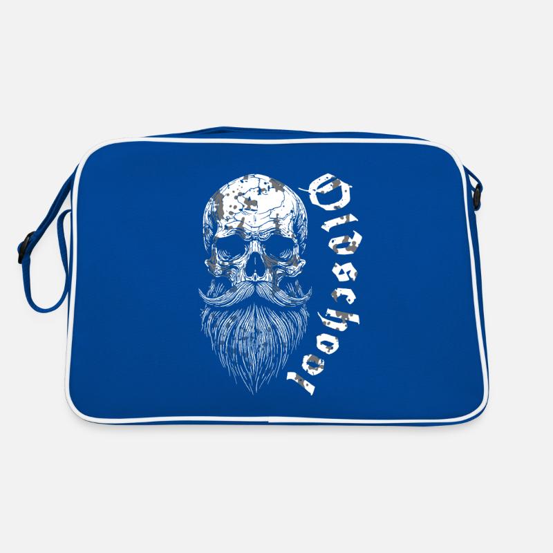 Bärtiger Oldschool Skull Retro Tasche