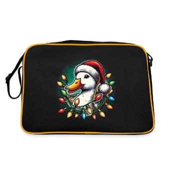 Drôle de canard avec des lumières de Noël - Sac Retro - noir/or - Dos