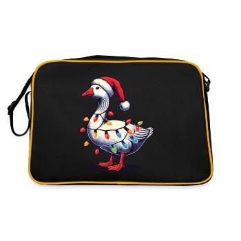 Funny Clumsy Christmas Goose - Retro Bag - black/gold - Back