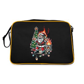 Père Noël choc électrique chaos dessin animé design - Sac Retro - noir/or - Dos